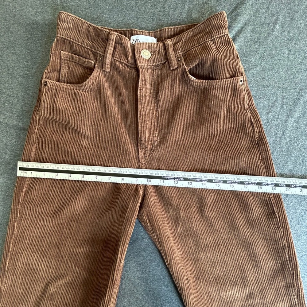 Zara Corduroy Pants Womens 4 Brown High Rise Wide Leg - Picture 7 of 10